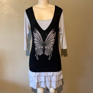 Joe & Moe size M, Tunic Butterfly top/dress, ruffled.